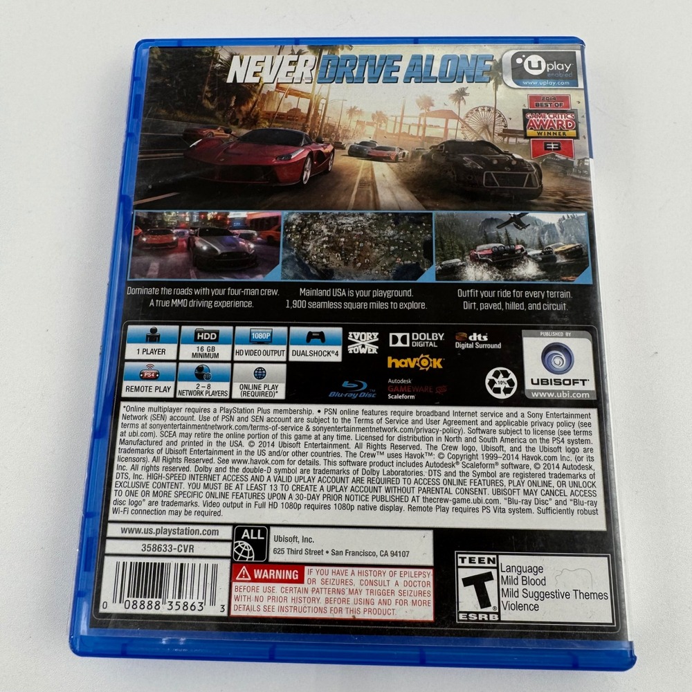 The Crew Limited Edition Racing Video Game PS4 Ubisoft - Picture 2 of 5